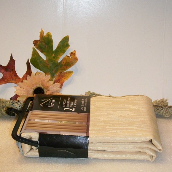 DREAM HOME NWT Gold Jacquard Rod Pocket Curtains Drapes 2 Panels 28" x 84" each - Picture 7 of 8